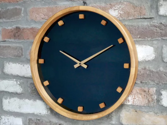 Wall Clock Wood Modern Contemporary Large 38cm Minimalist Retro 60s Stylish 2