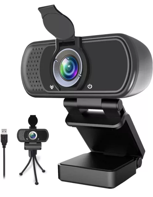 1080P Webcam,Live Streaming Web Camera with Stereo Microphone, Desktop or USB