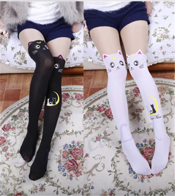 Sailor Moon Cosplay 20th Anniversary Cat Luna Pantyhose Tight Stockings hot