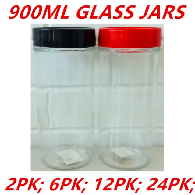 900ML Screw Top Glass Storage Jar Jars Window Lid Cookie Biscuit Kitchen WMCV