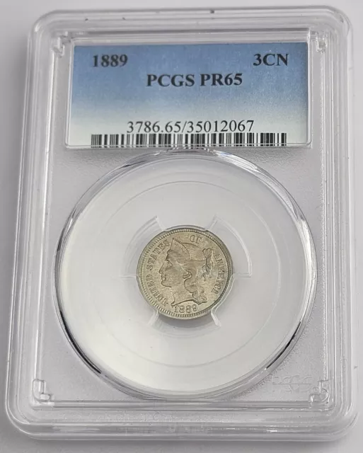 1889 P Philadelphia Mint Proof 3 Cent Piece Nickel 3c PCGS PR 65 h410