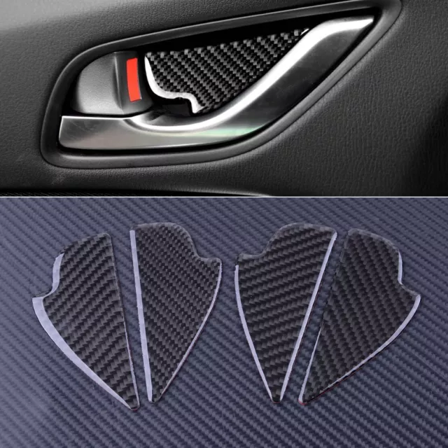 Carbon Fiber Car Door Handle Bowl Cover Trim Fit For Mazda 3 6 CX-3/5/8/9 New