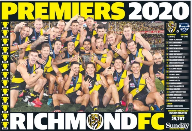Richmond tigers AFL football premiers team poster,Geelong cats,Sydney swans,Pies