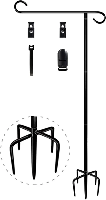 Tall Garden Yard Flag Holder Stand w/ 5 Forked Base Fit 12 X 18 Sign Decorations