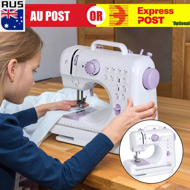 12 Stitches Mini Electric Sewing Machine Portable Overlock 2 Speeds Foot Pedal A