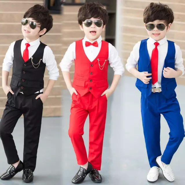 Boys Waistcoat Suits 2 Piece Wedding Suit Formal Page Boy Suit Prom Party Suit