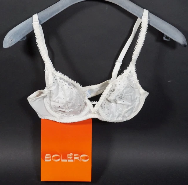 Originale Viintage Bolero Donna Reggiseno 1763 Bustino Intimo Bianco Taglia 70 B