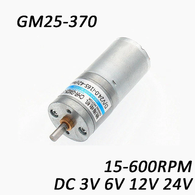 Permanent Magnet Gearmotor GM25-370 Reversible DC 3V-24V Metal Micro 15-600RPM