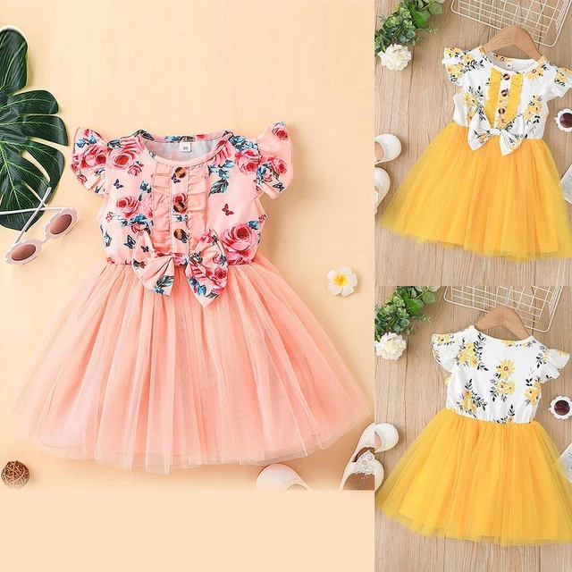 Baby Girls Tutu Dress Tulle Mesh Ruffle Wedding Birthday Party Princess Dress