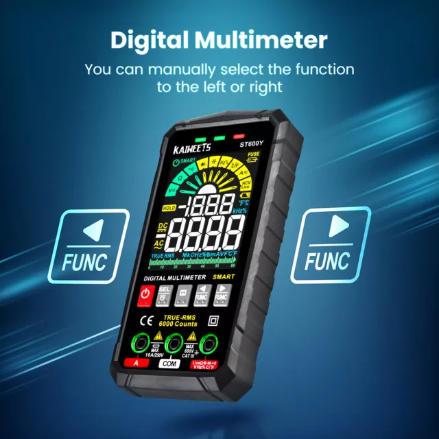 KAIWEETS Multimètre Numérique à Plage Automatique TRMS 6000 Compte-ST600X/ST600Y