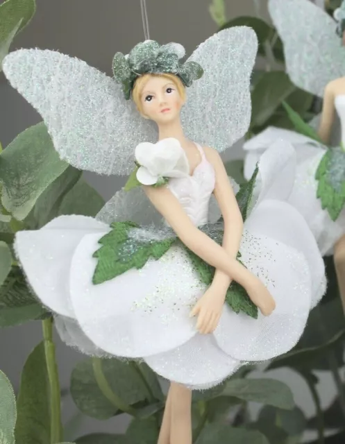 Gisela Graham Navidad Resina Blanco Rosa Burdeos Eléboro Fairy Decoración