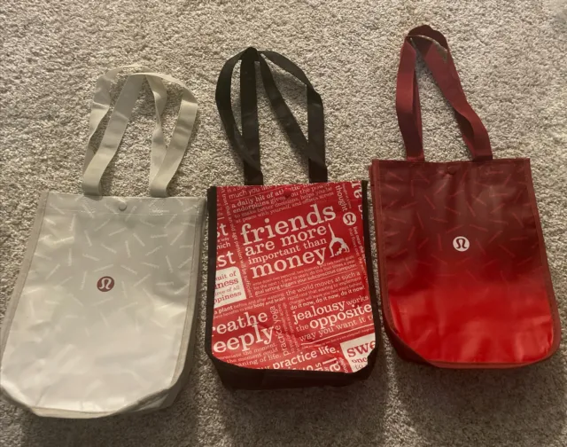 LULULEMON REUSABLE SHOPPING HOLIDAY Gift Bags Lunch Tote 3 Small