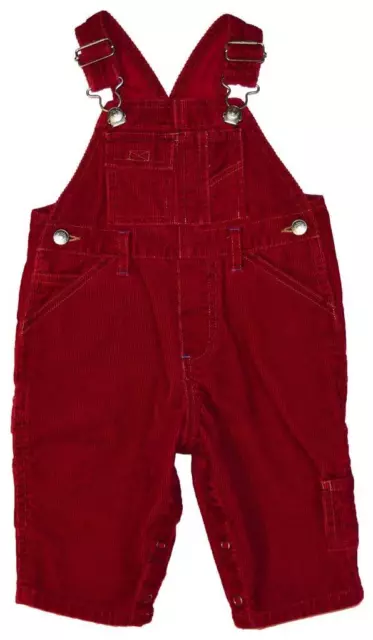 EUC Baby Gap Infant Boys Size 3 6 Months Red Corduroy Holiday Overalls Coveralls