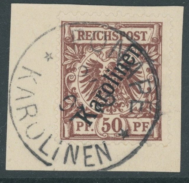 Karolinen Mi. Nr. 6 II zentrisch gestempelt auf LUXUS Briefstück