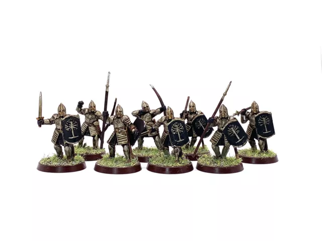 GONDOR MINAS TIRITH WARRIORS 8 lord of the rings warhammer 28mm Painted MESBG