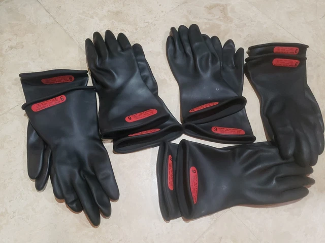 5 Pairs Class 0 Lineman Gloves Sizes 9 Salisbury Novax NOS