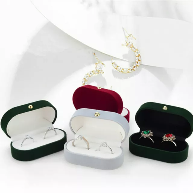 Velvet Trinket Box Ring Box Jewelry Organizer Double Rings Box Wedding Gift Box