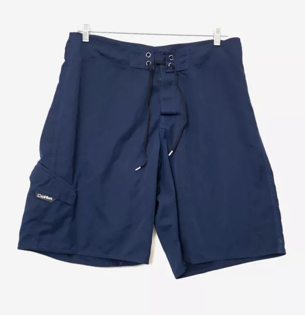 Da Hui Board Shorts Mens Size 36 Navy Blue Swim Swimming Pocket 10.5" Inseam