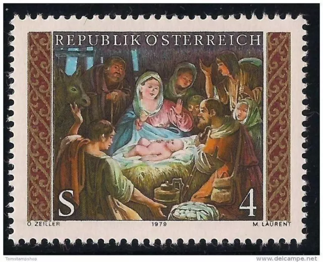 Austria 1979 Christmas Greetings Nativity Art Cattle Donkey Painting 1v MNH**