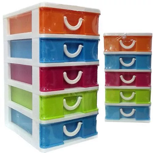 Cassettiera Multiuso Plastica 5 Cassetti Porta Miniature Casa Colorato idea