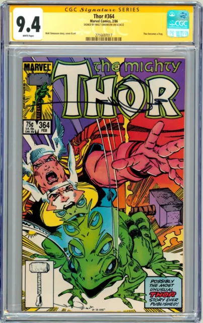 Thor #364 CGC SS 9.4 SIGNED Walt Simonson Cover Story & Art 1st Throg Thor Frog