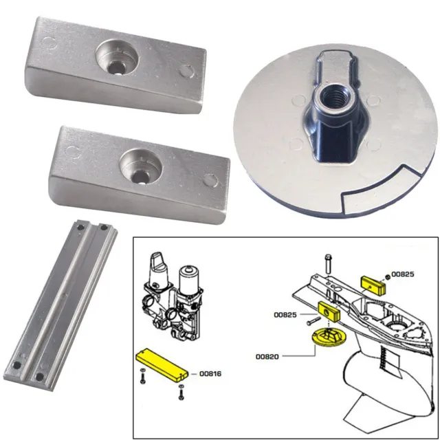 Tecnoseal Anode Kit w/Hardware - Mercury Verado 4 - Aluminum