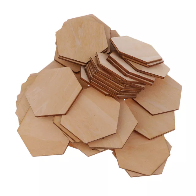 50 Stk Holz Hexagon Scheiben Naturholzscheiben Unlackiert für Dekor 50 mm