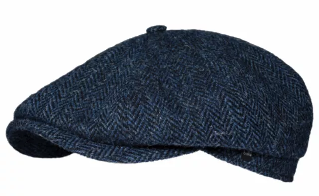 harris-tweed Schiebermütze blau BAKERBOY Flatcap herringbone warm