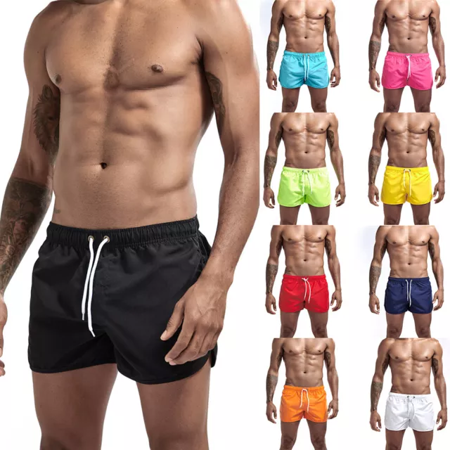 Mens Swimwear Beach Trunk Briefs Swimming Board Shorts Solid Swim Shorts Trunks