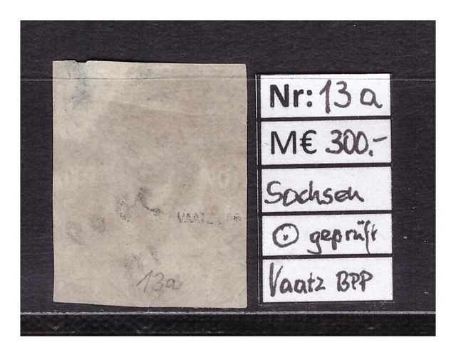 Altdeutschland, Sachsen,  MiNr. 13a, Nummernstempel 11 , geprüft Vaatz BPP 2