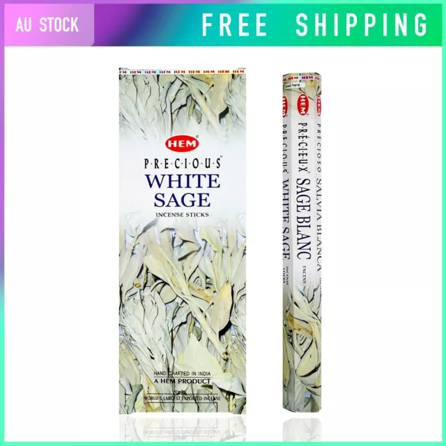 6packs of 20sticks HEM White Sage Incense Hexagon Medita Home Bulk Box Authentic