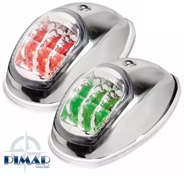 Luci Di Navigazione Led Scocca In Acciaio Inox Da Prua Verde Rosso Barca Nautica