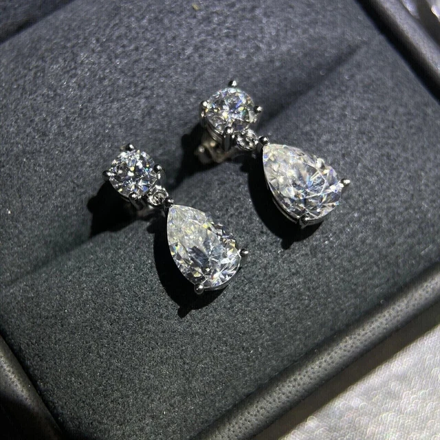 3 Ct Pear Cut Simulated Diamond Drop Dangle Women's Earrings 14K White Gold Over