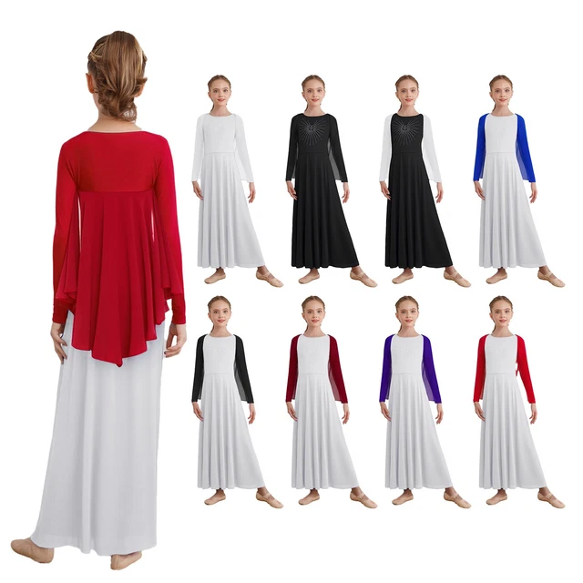 UK KIDS GIRLS Praise Dance Dress Lyrical Robe With Open Front Angel ...