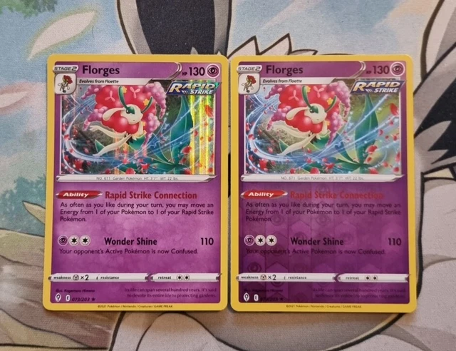 Rare Reverse Lot POKEMON RAPID STRIKE Florges 073/203 Evolving Skies Reverse & Holo lot ...
