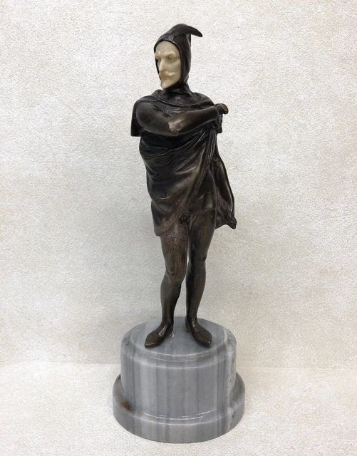 BRONZE DANSEUSE SCULPTURE Art Déco Très Détaillé Statue Sur Marbre Base