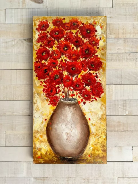 ANN MIKHAIL ART - Oil Painting Contemporary Poppies 1.5 Gallery Canvas ...