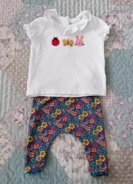 NEXT Baby Girl's Flower & Bunny T-Shirt & Leggings Set Size 0-3 Months/14 lbs