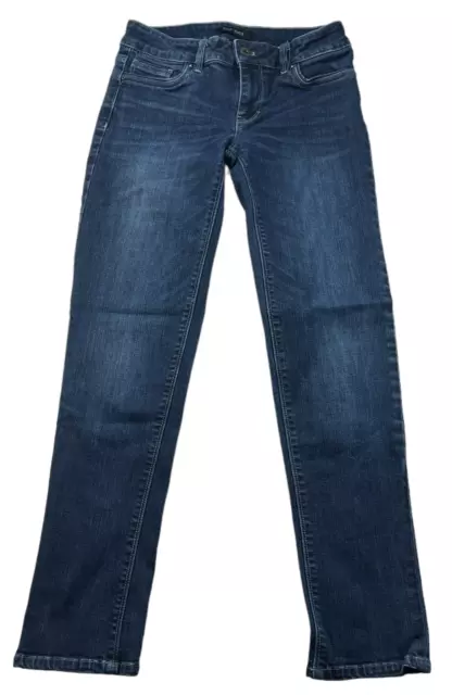 White House Black Market Jeans Womens size 0 Blue Stretch Denim Straight Crop