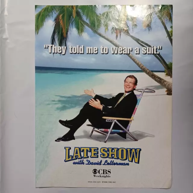 1998 Vintage Late Show With David Letterman Cbs Weeknights Print Ad