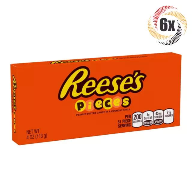 6x Packs Reese's Pieces Peanut Butter Theater Box Candy 4oz Fast Free Shipping!