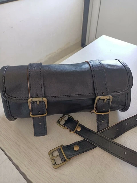 Sacoche De Guidon Moto Vintage En Cuir PU – étanche, 31 Cm, Avec Boucles, Pour Accessoires De Vélo
