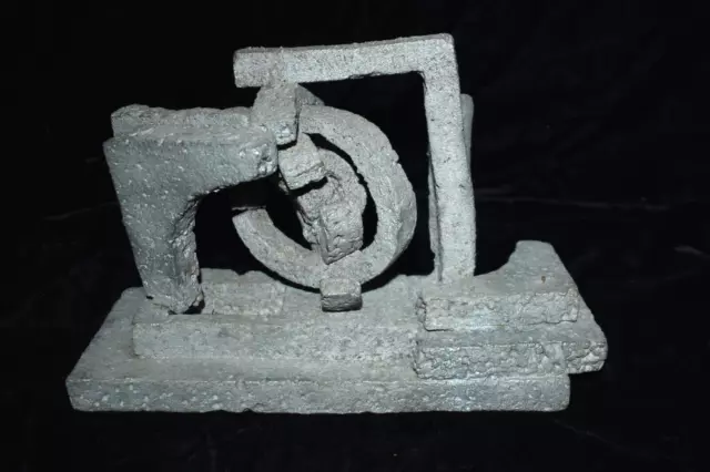 Mid Century Modern Abstract Cement Concrete Art Sculpture  Unsigned