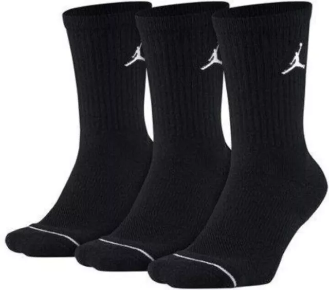 SIZE L 8-12 NIKE JORDAN EVERYDAY MAX CREW SOCKS 3-PACK SX5545-013 Black