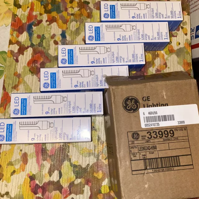 BOX OF 6 GENERAL ELECTRIC LED9G24Q H/840 9 Watt 4000k 1200 Lumens 4 Pin LED LAMP