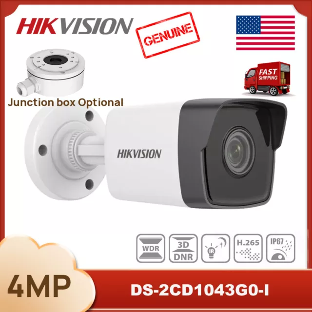 Hikvision 4MP IP Security Bullet Camera PoE 2.8mm DS-2CD1043G0-I DS-1280ZJ-XS US