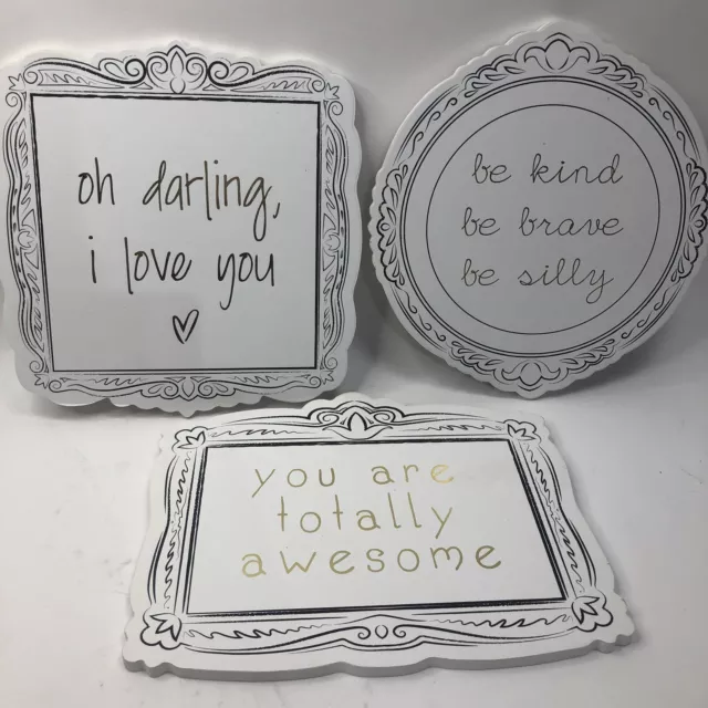 3 signs Wooden sign trio Hobby Lobby white gold inspirational brave awesome love