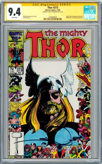 1986 Thor #373 CGC SS 9.4 SIGNED Walt Simonson ~ Anniversary Frame Cover Art