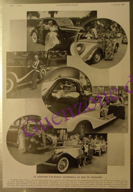 CONCOURS ELEGANCE AUTOMOBILE BOIS DE BOULOGNE   document photo 1936