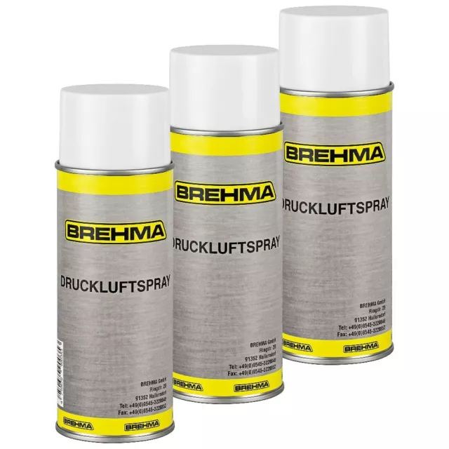 3x BREHMA Druckluftspray Druckluftreiniger 400ml Reinigungsspray Air Duster